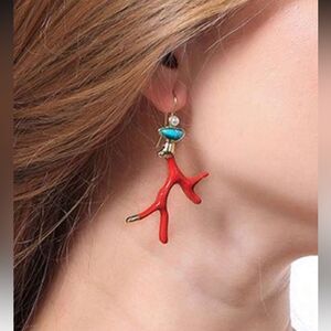 Elegant Red Coral Earrings N1457